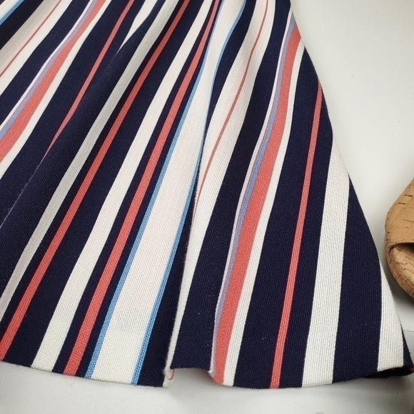 🔴 Badgley Mischka Belle Blue Coral Stripe Rope Collar Dress Size 2 - Picture 10 of 12